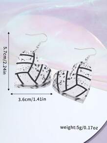 1雙女士時尚亞克力運動主題耳環,例如心形、足球、棒球、美式足球和籃球。節日送給家人和朋友的絕佳禮物選擇 - 彩色 - 查看 3