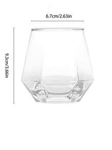 六邊形鑽切玻璃杯,威士忌杯,彩色杯 - 黃色 - 查看 2