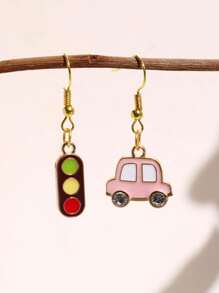 1對可愛又有趣的時尚油滴迷你汽車紅綠燈掛耳環,適合女性 - A - 查看 6