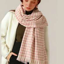 1條200*70cm新奇冬季加厚長圍巾,經典風格無性別時尚大手帕,適用於所有季節,可用作沙灘巾、披肩或頭巾,有粉色、藍色、黑色、綠色和黃色可選 - 粉色 - 查看 2