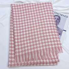 1條200*70cm新奇冬季加厚長圍巾,經典風格無性別時尚大手帕,適用於所有季節,可用作沙灘巾、披肩或頭巾,有粉色、藍色、黑色、綠色和黃色可選 - 粉色 - 查看 5