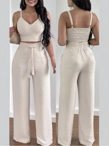 Women Two-Piece Outfits - Beige - View 2