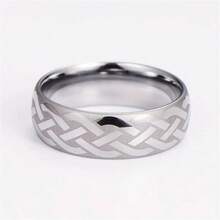 經典無限環繞8mm男士圓頂不銹鋼戒指迦太基圖案不鏽鋼男士婚禮配件周年紀念禮物 - 銀色 - 查看 3