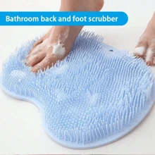 1入組藍色矽膠背部擦洗按摩去角質刷,配吸盤,掛壁式防滑設計 - 藍色 - 查看 4