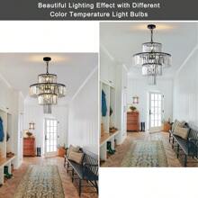 Black Luxury Crystal Chandelier Modern Chandeliers Lights Fixture Hanging Pendant Light Fixture For Dining Room Bedroom Living Room Dia 19.7 Inch-Black