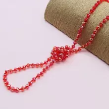 1pc Faced Crystal Glass Beads Hand Knotted 150cm Long Necklace For Fashion Ladies