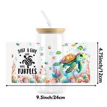 6入組可愛的海龜diy防水貼紙,適用於玻璃杯和瓶子,uv Dtf杯子包裹轉印貼紙適用於16盎司libbey杯,動物3d水晶標籤防水耐刮花,diy包裝轉印貼紙玻璃杯貼紙瓶子貼紙(11x24cm) 4 - 彩色 - 查看 2