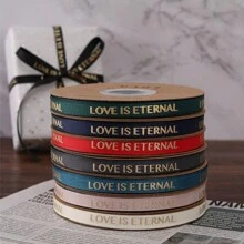 2.5/1cm Woven Ribbon Floral Packaging Silk Ribbon Embellishment Gold Stamping Threaded Satin Ribbon Letter Print Bouquet Cake Gift Bow Clothing Edge Gift Box Wrapping Ribbon Holiday Gift Packaging Spring Festival Valentine'S Day Valentines - Burgundy - View 5