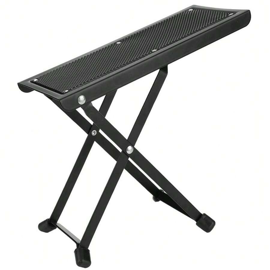 Guitar Footrest, Non-Slip Foldable Guitar Foot Stool Adjustable Height Footrest Stool - Black - View 1