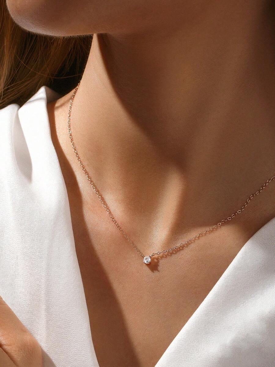 1 Vòng Đính Đá Cubic Zirconia Bạc 925 Vòng Đeo Cổ Cho Nữ Ban Đầu Mặt Dây Chuyền Dây Xích Dài Cưới Ngọc Cao Cấp Trang Sức Viễn Chí Bảo