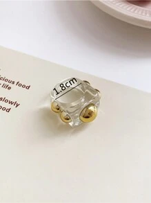 Cute Cartoon-Style Geometric Resin Acrylic Rings - Multicolor - View 3