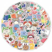 100入組/包可愛的卡通小熊貼紙,為ins風格裝飾而設,最適合裝飾杯子,筆記型電腦,行李箱,冰箱,手機,筆記本以及diy手工藝品；防水且粘性強,不殘留痕跡 - 彩色 - 查看 11