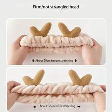 1 件裝女士潔面頭帶,用於洗臉時紮起頭髮 - 毛球灰色 - 查看 4