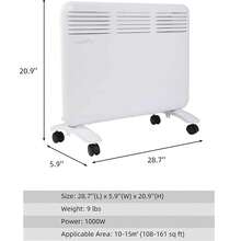 LUCKYERMORE 1000W Electric Heater Under Desk Wall Mount/Freestanding Adjustable Thermostat No Fan No Dust Blowing - trắng - Xem 10