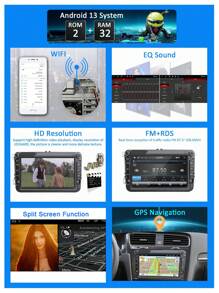 8 Inch Wireless Apple Android Auto Radio Navigation GPS 2 Din Android 13 For  VW Passat B6 B7 CC Tiguan Touran GOLF 5 6 POLO WIFI 4G Car Multimedia Player Auto Stereo Autio 2din Autoradio IPS HD Touch Screen,With Fisheye AHD Rear View Reverse Camera - Black - View 4