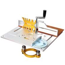 Un Juego De Placa De Inserción De Mesa De Enrutador Plateado + Dispositivo De Elevación, Placa Abatible Eléctrica Para Fresado De Madera Con Juego De Guía De Calibre De Inglete, Sierra De Mesa, Banco De Trabajo Para Carpintería - Plateado - Ver 5