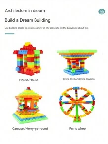 積木玩具組裝顆粒diy教育玩具經典款100/150pcs適合3歲以上兒童禮物套裝適合所有年齡段男孩女孩（150pcs隨機顏色/款式的收納盒） - 150pcs*收納盒 - 查看 3