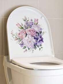 全新跨境彩色花卉廁所貼紙,浴室和洗手間裝飾貼紙 - 彩色 - 查看 3