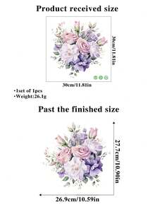 全新跨境彩色花卉廁所貼紙,浴室和洗手間裝飾貼紙 - 彩色 - 查看 2