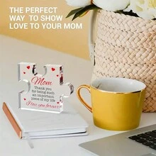 1入組雕刻亞克力積木拼圖-完美的母親生日禮物-紀念裝飾禮物-靈感和創意小禮物-假期配件和派對用品 - 白色 - 查看 6