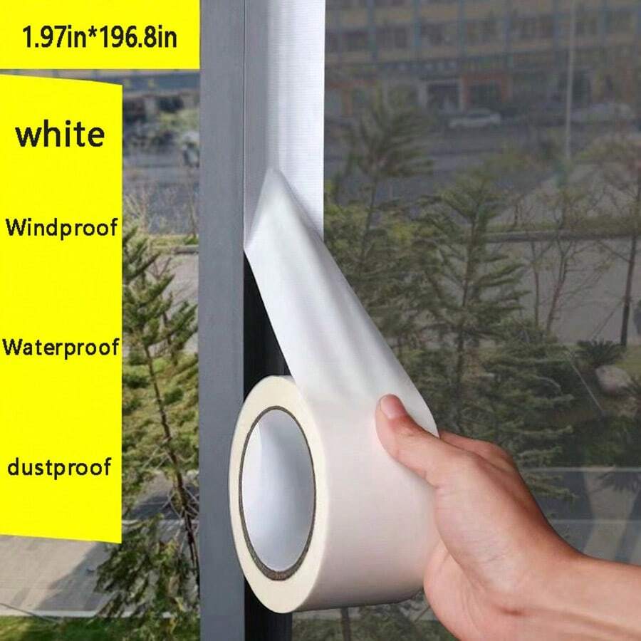 1卷窗戶風暖保膜膠帶,防冬季漏風,防風防水,無縫密封條,高粘度,浴室防水,不留膠痕,防風,適用於門窗隙縫封口 - 白色 - 查看 1