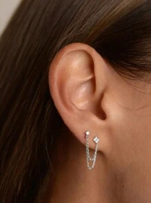 1 对奢华流苏 925 纯银耳环女士耳坠软骨精美珠宝婚礼派对周年纪念