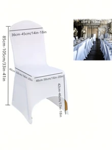 Elastic Solid Color Thickened Chair Cover Suitable For Various Occasions Such As Hotel, Wedding, Banquet, Meeting, Office, Kitchen, Home Decor, Furniture Protection - White - View 2