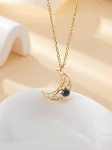 2pcs Customized Photo Couple Sun And Moon Projection Necklace, Set Of Couple Necklace Gifts For Her, Christmas Gifts, Mother's Day Gifts, Gifts For Her, Valentine's Day Gifts - Gold - View 3