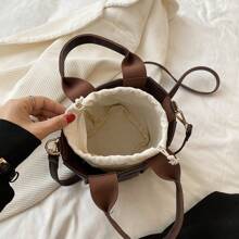 Bolso de cuadros tejido Nuevo diseñador Bolso de hombro de moda de piel de PU para mujer Bolso de señora