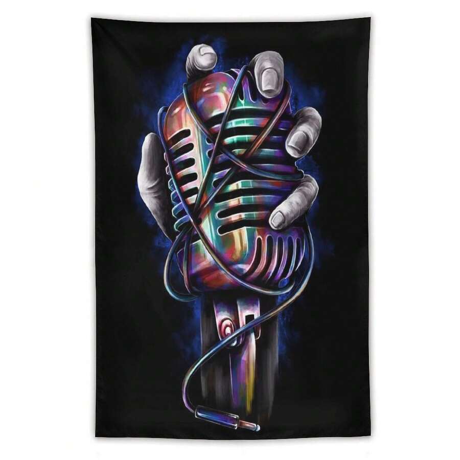 1入多彩麥克風牆掛裝飾,極簡軟質布料多功能牆藝術,適用於男孩和女孩房間及辦公室牆壁裝飾 - 彩色 - 查看 1