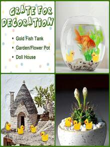 10入組黃色小鴨,迷你樹脂小鴨,迷你鴨子人物擺設,娃娃屋,家居裝飾,生日派對小禮物 - 實色小黃鴨 - 查看 8