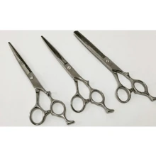 Kit 3 Tesoura de Cabelereiro Profissional Aço Inoxidável - Prata - Visão 1