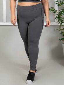 Plus Size Sports Leggings & Pants - 灰色 - 查看 2