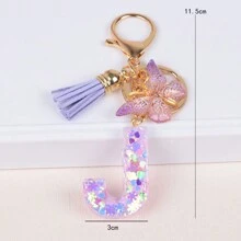 Breloc cu literă inițială Boho, drăguț fulg de zăpadă, paiete de dragoste, alfabet, breloc, fluture, pandantiv, inel, poșetă, rucsac, charm, husă pentru căști, accesorii, femei, fete, cadou pentru cupluri de Ziua Îndrăgostiților. Accesorii auto pentru geantă, charm, rucsac pentru școală, Goth Y2K.