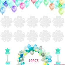 10pcs/Set Balloon Accessory, Balloon Flower Clip, Flower Balloon Decorative Fitting, 5 In 1 Balloon Clips, Suitable For Party, Birthday, Wedding, Anniversary, Balloon Decoration, Balloon Modeling - White - View 1