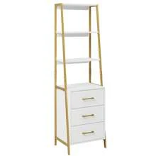 ITUSUT Tall Bookshelf, 3-Tier Bookcase, Industrial Ladder Shelf With 3 Wooden Drawers, Open Storage Shelves For Living Room, Entryway, Home Office - White - View 7