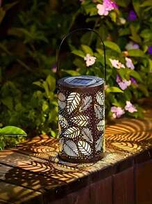 1 件/2 件戶外太陽能復古空心樹葉投射燈,戶外復古防水鐵製花園空心燈,吊燈戶外花園防水太陽能燈,戶外太陽能景觀燈,適用於戶外步行道、小路、花園、庭院、生日派對路徑等裝飾氛圍燈 - 銅色 - 查看 5