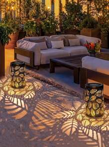 1 件/2 件戶外太陽能復古空心樹葉投射燈,戶外復古防水鐵製花園空心燈,吊燈戶外花園防水太陽能燈,戶外太陽能景觀燈,適用於戶外步行道、小路、花園、庭院、生日派對路徑等裝飾氛圍燈 - 銅色 - 查看 7