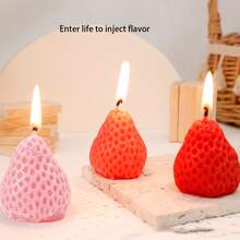 4入組創意草莓香蜡烛套裝,精美禮盒包裝,非常適合作為生日派對的小禮物或香薰療法 - 草莓 - 查看 3