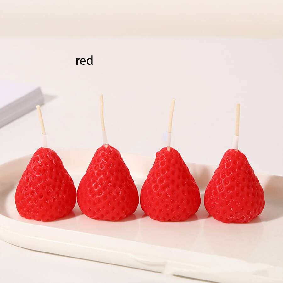 4入組創意草莓香蜡烛套裝,精美禮盒包裝,非常適合作為生日派對的小禮物或香薰療法 - 草莓 - 查看 1