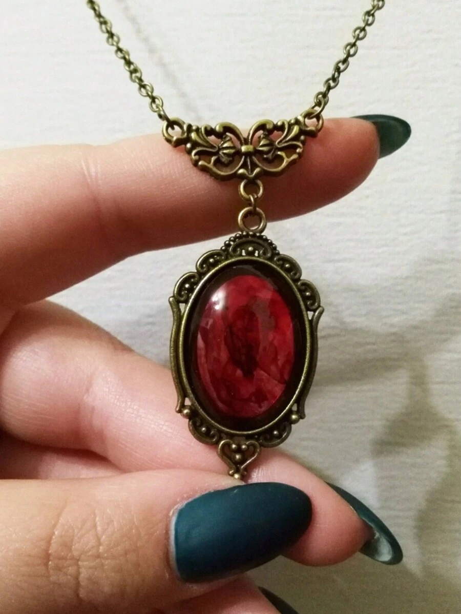 1 件裝哥德式吸血鬼滴血吊墜項鍊女式復古黑色假日派對假日珠寶配件 - 多色 - 查看 1