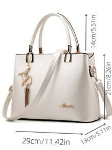 新款时尚女士包，简约手提包/单肩包/斜挎包大包，纯色，母亲节礼物，妈妈礼物，妈妈必需品，外出妈妈包 - 米色 - 查看 2