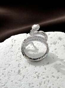 1只極簡時尚復古動物蛇形狀的男女飾戒,適合節日禮物、度假派對和日常佩戴 - 彩色 - 查看 4