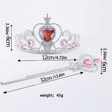 2 Piezas/set Diadema De Plástico De Corona Y Conjunto De Clip De Pelo Para Niños Con Diseño De Corona De Hielo Y Nieve, Accesorios De Princesa, Versión Coreana - Rosa - Ver 2