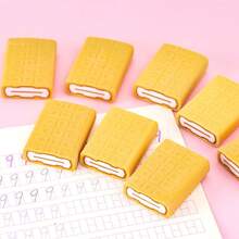 6pcs Creative Ice Cream Shape Eraser, Lovely Gift, Back To School Learning Supplies, New Year Small Gift - Yellow - View 5