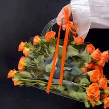 1 件花束塑料手提袋，适用于花店、派对和节日礼品包装，适合返校情人节 - 無色 - 查看 7