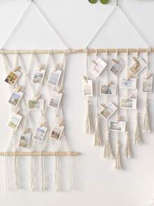 1 件 Macrame 照片墙 DIY 套件，创意挂毯手工绳照片墙装饰，家居装饰，房间装饰，墙壁装饰 - 米色 - 查看 1