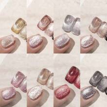 鉻鉑銀色閃粉指甲油套裝,8色,包括閃爍光澤的uv Led浸泡式黑色、銀色、粉紅色凝膠指甲油套裝,適用於家庭diy美甲和美甲沙龍 - 淺粉色 - 查看 3