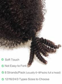 1pack 12-24 Inch Afro Curly Hair Extensions For Braiding, Curly Hair Extensions, Marley Twist Synthetic Braiding Hair, Springy Afro Twist Hair , Kinky Twist Pre Fluffed Spring Twist Synthetic Hair Extensions(T33#) - Multicolor - View 4