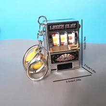 鑰匙扣老虎機迷你吉祥物中獎鑰鍊掛墜新奇禮品1個 - 銀色 - 查看 7